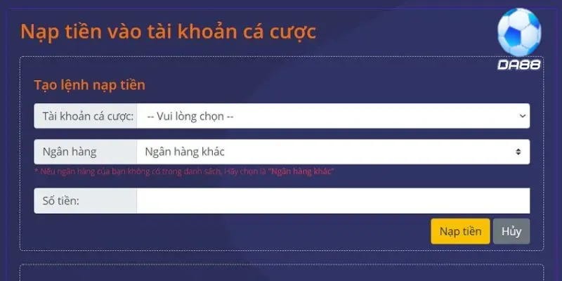 Nạp tiền vào tài khoản